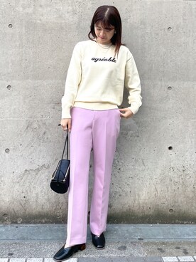 「ロゴニット」｜「アイテム（その他シューズ）」を使った、MAMIさん（レディース・156cm）の春コーディネート