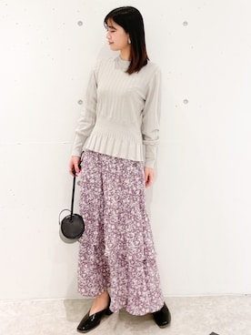 「ぺプラムトップス」｜「アイテム（その他シューズ）」を使った、MAMIさん（レディース・156cm）の冬コーディネート
