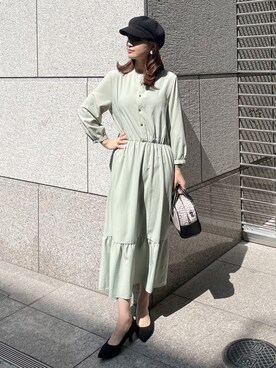 「春カラー」｜「アイテム（キャスケット）」を使った、MAMIさん（レディース・156cm）の春コーディネート