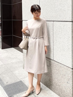 「お仕事スタイル」｜「アイテム（ワンピース/ドレス）」を使った、MAMIさん（レディース・156cm）の秋コーディネート