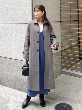 「ROPE' PICNIC（ロペピクニック）のアイテム（ステンカラーコート）」を使った、MAMIさん（レディース・156cm）の冬コーディネート