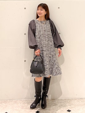「マイベストコーデ2022」｜「アイテム（ワンピース/ドレス）」を使った、MAMIさん（レディース・156cm）の冬コーディネート