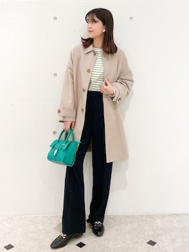 「ROPE' PICNIC（ロペピクニック）のアイテム（ステンカラーコート）」を使った、MAMIさん（レディース・156cm）の春コーディネート