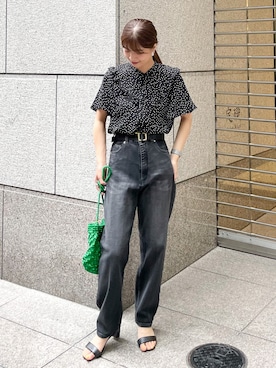 「ROPE' PICNIC（ロペピクニック）のドット/無地フリルブラウス（シャツ/ブラウス）」を使った、MAMIさん（レディース・156cm）の夏コーディネート