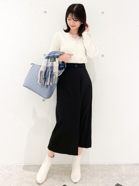 「チェック柄に恋してる」｜「アイテム（トートバッグ）」を使った、MAMIさん（レディース・156cm）の冬コーディネート