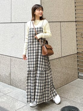 「ロングカーディガン」｜MAMIさん（レディース・156cm）の冬コーディネート