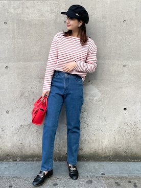 「マリン」｜「アイテム（帽子）」を使った、MAMIさん（レディース・156cm）の春コーディネート