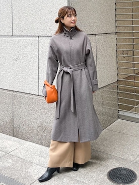 「ROPE' PICNIC（ロペピクニック）のアイテム（ステンカラーコート）」を使った、MAMIさん（レディース・156cm）の冬コーディネート