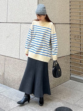 「マイベストコーデ2022」｜「アイテム（ニットキャップ/ビーニー）」を使った、MAMIさん（レディース・156cm）の冬コーディネート