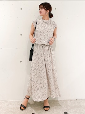 「小花柄ワンピース」｜MAMIさん（レディース・156cm）の春コーディネート