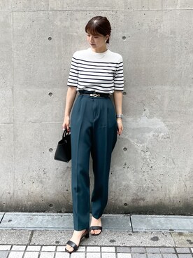 「ROPE' PICNIC（ロペピクニック）のBeauty knit/ハーフスリーブニットトップス/WEB限定カラーあり（ニット/セーター）」を使った、MAMIさん（レディース・156cm）の夏コーディネート