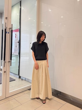 「URBAN RESEARCH（アーバンリサーチ）のスクエアネックタンクトップ（タンクトップ、ブラック系）」を使った、suzukoさん（レディース・152cm）の夏コーディネート