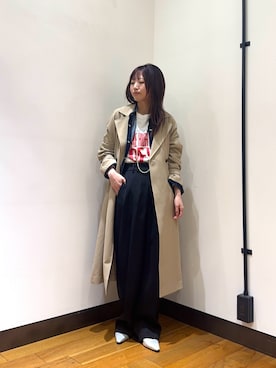 「URBAN RESEARCH（アーバンリサーチ）のGOOD ROCK SPEED 　ロングスリーブカットソー（Tシャツ/カットソー、ホワイト系）」を使った、suzukoさん（レディース・152cm）の冬コーディネート