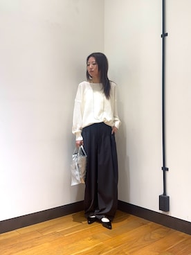 「URBAN RESEARCH DOORS（アーバンリサーチドアーズ）のコットンボートネックガーターKNIT（ニット/セーター、ホワイト系）」を使った、suzukoさん（レディース・152cm）の春コーディネート