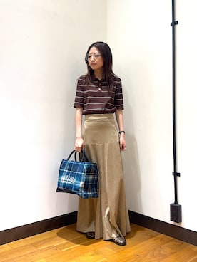 「URBAN RESEARCH（アーバンリサーチ）のスエードライクフレアスカート（スカート、ベージュ系）」を使った、suzukoさん（レディース・152cm）の夏コーディネート
