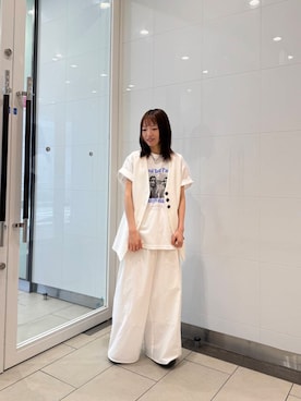 「OOFOS（ウーフォス）のOOFOS　Oomega（サンダル、ブラック系）」を使った、suzukoさん（レディース・152cm）の夏コーディネート