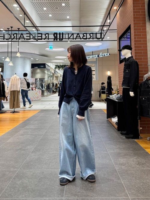 新品未使用 ネイビー ニットカーディガン ブレザー タイプ 美品 モールニット 裾丸Vネックニットカーディガン レディース(M ネイビー): 東京