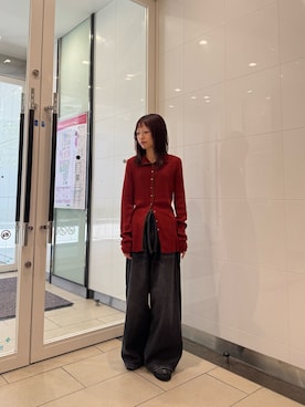 「URBAN RESEARCH（アーバンリサーチ）の『UR TECH』2WAYリブニット（ニット/セーター、レッド系）」を使った、suzukoさん（レディース・152cm）の秋コーディネート