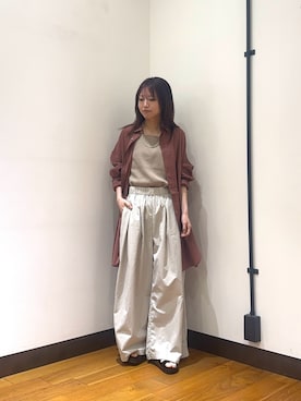 「URBAN RESEARCH DOORS（アーバンリサーチドアーズ）の『WEB/一部店舗限定カラー』ラミーコットンビックシャツ（シャツ/ブラウス、ピンク系）」を使った、suzukoさん（レディース・152cm）の春コーディネート
