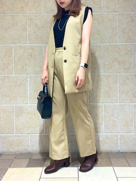 「RAY CASSIN（レイカズン）のアイテム（ベスト）」を使った、Raycassin_officialさん（レディース・155cm）の秋コーディネート