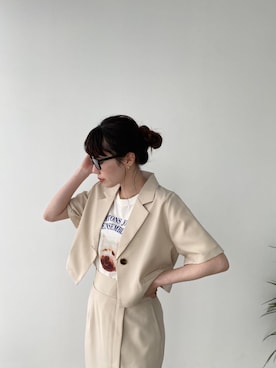 「RAY CASSIN（レイカズン）のアイテム（テーラードジャケット）」を使った、Raycassin_officialさん（レディース・157cm）の夏コーディネート