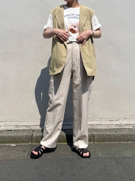 「RAY CASSIN（レイカズン）のアイテム（ベスト）」を使った、Raycassin_officialさん（レディース・158cm）の夏コーディネート