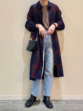 「シャツワンピ」｜「アイテム（その他）」を使った、Raycassin_officialさん（レディース・155cm）の冬コーディネート