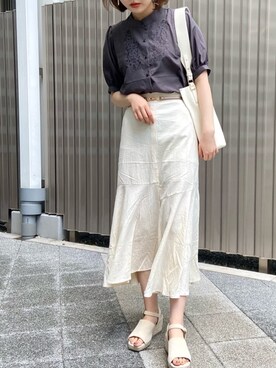 「RAY CASSIN（レイカズン）のアイテム（ベルト）」を使った、Raycassin_officialさん（レディース・164cm）の夏コーディネート