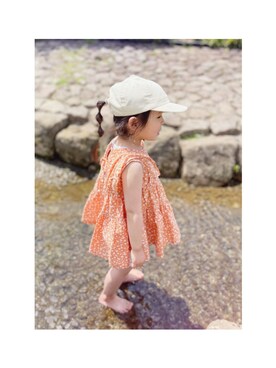 「アイテム（キャップ）」を使った、SHeさん（キッズ・100cm）の春コーディネート