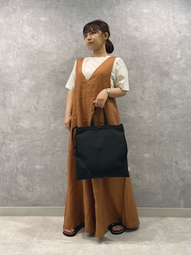 「アイテム（オールインワン・サロペット、オレンジ系）」を使った、chinamioyamaさん（レディース・150cm）の夏コーディネート