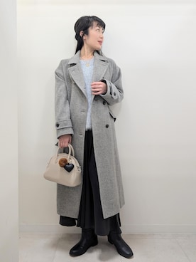 「ROPE' PICNIC（ロペピクニック）のJapan fabric スタンドカラーロングコート/一部WEB限定カラー（チェスターコート）」を使った、あんずさん（レディース・167cm）の冬コーディネート