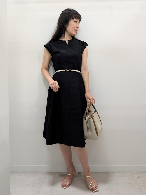 今期購入★試着のみタグ付き★rinir リミル　ハイウエストサロペット　ブラック セール】【吸水速乾】ウエストタックカットワンピース（ワンピース