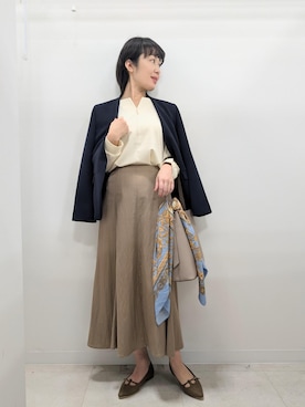 「ROPE' PICNIC（ロペピクニック）のフィブリルマーメイドフレアスカート（スカート）」を使った、あんずさん（レディース・167cm）の秋コーディネート