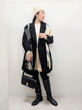 「アイテム（ピーコート）」を使った、あんずさん（レディース・167cm）の冬コーディネート