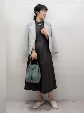 「アイテム（ノーカラージャケット）」を使った、あんずさん（レディース・167cm）の夏コーディネート