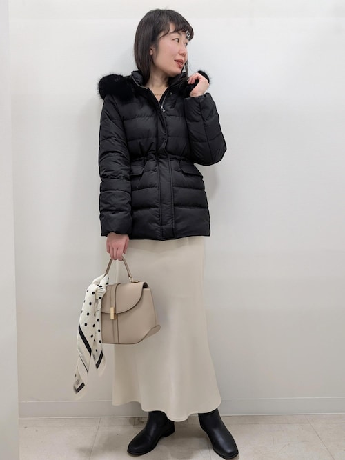 セール】【GREEN DOWN/グリーンダウン】ファー付きダウンミドル丈