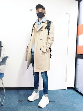 「ZARA（ザラ）のアイテム（トレンチコート）」を使った、Not Found 404さん（メンズ・171cm）の冬コーディネート