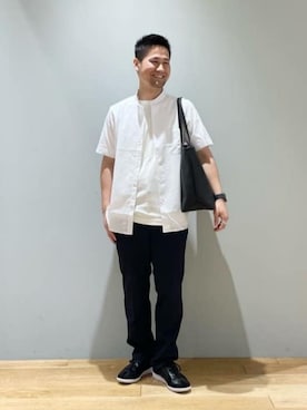 「Mお悩み別 / ふともも筋肉質」｜「アイテム（スラックス）」を使った、北村さん（メンズ・164cm）の夏コーディネート