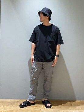 「green label relaxing（グリーンレーベルリラクシング）のアイテム（帽子）」を使った、北村さん（メンズ・164cm）の春コーディネート