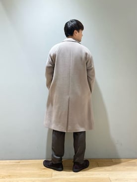 「green label relaxing（グリーンレーベルリラクシング）のアイテム（チェスターコート）」を使った、北村さん（メンズ・164cm）の秋コーディネート