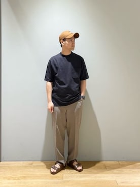 「Mお悩み別 / ふくらはぎ筋肉質」｜「アイテム（帽子）」を使った、北村さん（メンズ・164cm）の夏コーディネート