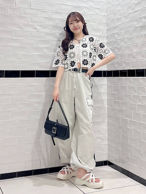 クロシェライクリボン半袖トップス（ニット/セーター）｜PAGEBOY