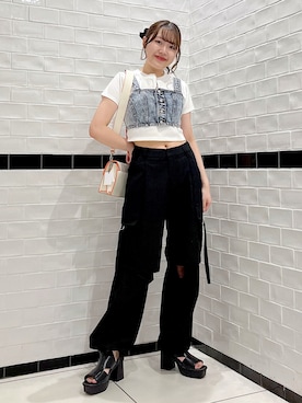「PAGEBOY（ページボーイ）のアイテム（サンダル）」を使った、Rukaさん（レディース・160cm）の春コーディネート