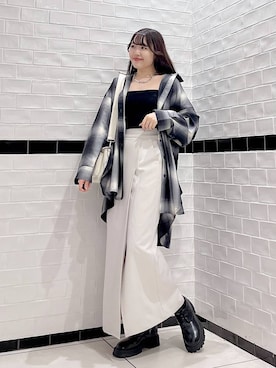 「PAGEBOY（ページボーイ）のオンブレチェックルーズシャツ（シャツ/ブラウス）」を使った、Rukaさん（レディース・160cm）の秋コーディネート