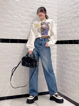 「PAGEBOY（ページボーイ）のリメイクライクショートスウェット（スウェット）」を使った、Rukaさん（レディース・160cm）の冬コーディネート