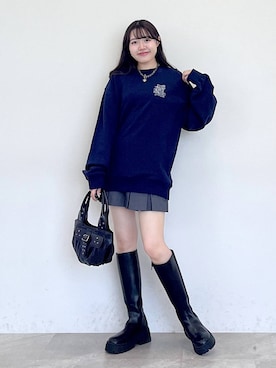 「Anui（アニュイ）のアイテム（スウェット）」を使った、Rukaさん（レディース・160cm）の秋コーディネート