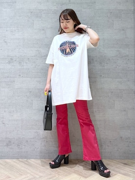 「フレアデニム」｜Rukaさん（レディース・160cm）の夏コーディネート