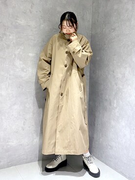 「PAGEBOY」｜「アイテム（ステンカラーコート）」を使った、Rukaさん（レディース・160cm）の冬コーディネート