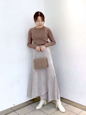 「PAGEBOY（ページボーイ）のビスチェライクレイヤードプルオーバー（ニット/セーター）」を使った、Rukaさん（レディース・160cm）の秋コーディネート