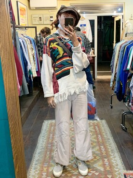 「アイテム（キャスケット、ブラウン系）」を使った、かんなさん（レディース・164cm）の冬コーディネート